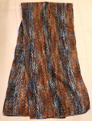 미쏘니 니트 머플러 모헤어 MISSONI 브라운 계열 시스루 편직