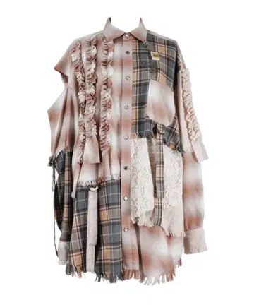 rurumu: patchwork broken check shirts