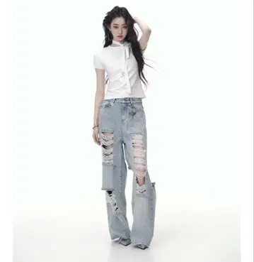 andwang damaged heart key denim