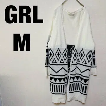 GRL 노르딕 무늬 롱 가디건 그레일 겉옷 니트