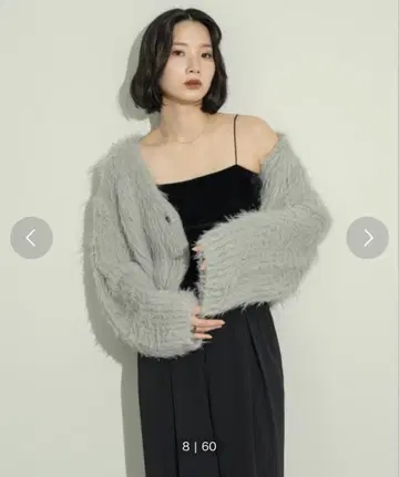 [미사용 새상품 택 포함] 숏 기장 샤기 가디건 그레이