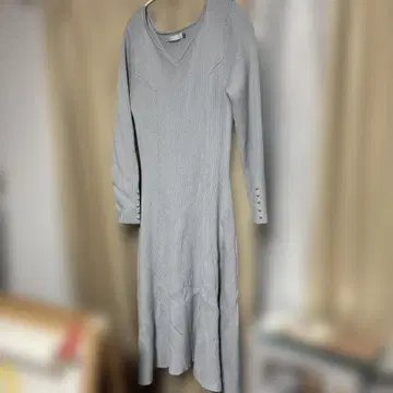 overE 그레이 니트 원피스 긴팔