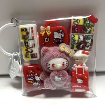 가챠 파우치 빨간색 화이트 고양이 채워넣기 타입