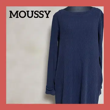 MOUSSY 리브 니트 원피스 네이비 FREE 백 오픈