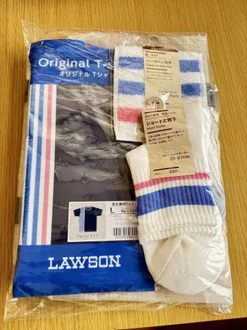 LAWSON 블루 스트라이프 T셔츠 L 사이즈 & 삭스 4개 세트