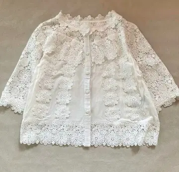 FRENCH PAVE cawaii 레이스 꽃 셔츠 블라우스