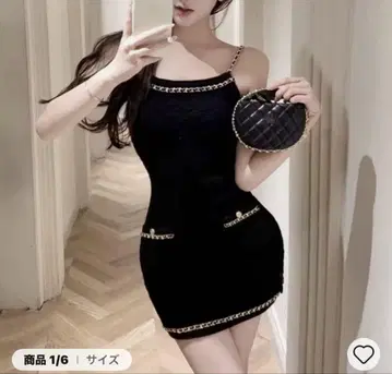 프렌치 니트 체인 원피스 블랙