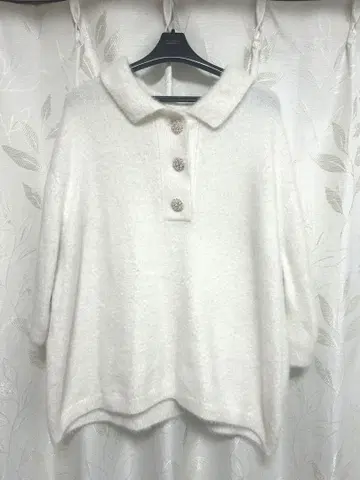H&M 화이트 니트 H&M 가을 M 버튼 카라 부착