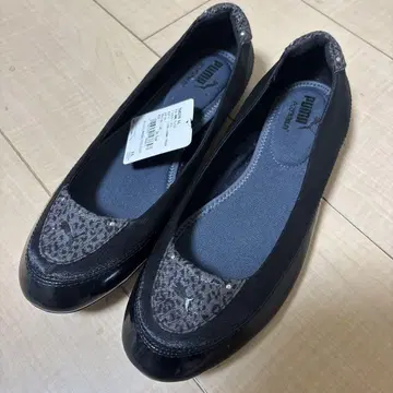 새상품 PUMA 플랫슈즈 레오파드 24.5 블랙 푸마