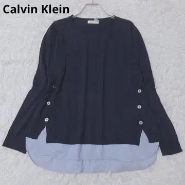 캘빈클라인 니트 스웨터 긴팔 풀오버 이소재 레이어드 스타일 M