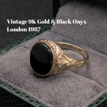 1987년 런던 제조 홀마크 각인 9금 골드 블랙 오닉스