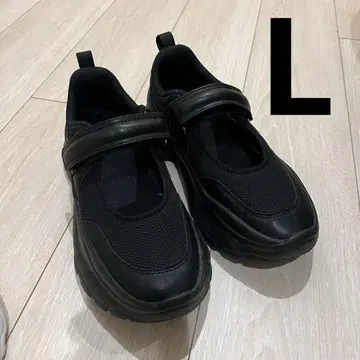 새상품급 GU 볼륨 밑창 벨트 스니커즈 블랙 L