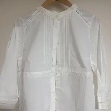 화이트 L 오부 소매 셔츠
