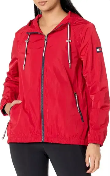 HILFIGER 빨간색 마운틴 후드티 후드 부착