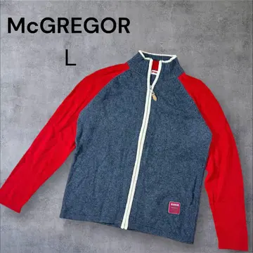 McGREGOR 풀 집업 니트 L 그레이/레드
