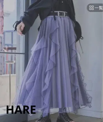 택 포함 새상품 HARE 시어 레이어 플리츠 스커트 퍼플