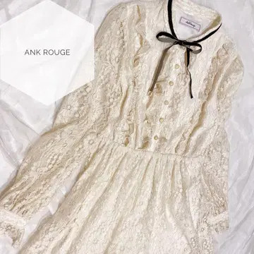 앙크루즈 레이스 롱 원피스 리본 긴팔
