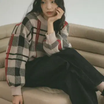 VANNIE U 체크 니트 풀오버