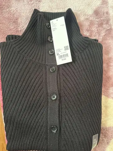 유니클로 U 메리노 블렌드 하이넥 가디건 XL 블랙 UNIQLO