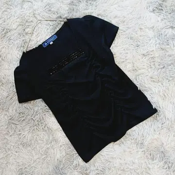 새상품급 M'S GRACY 울 반팔 티셔츠 38 블랙 스퀘어넥