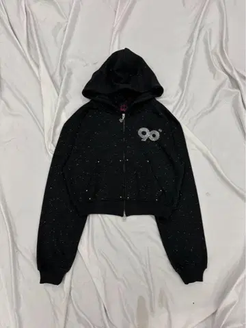 S 사이즈 큐빅 90 Logo Glitter Zip Hoodie