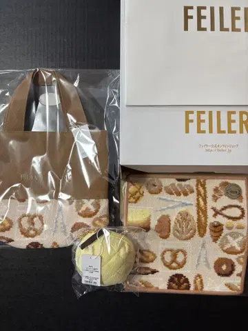 FEILER 러브러리 베이커리 토트백 손수건 파우치 3종 세트