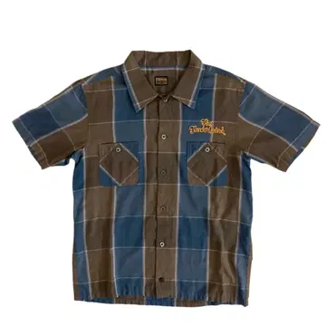 TENDERLOIN 텐더 로인 체인 스티치 로고 체크 셔츠