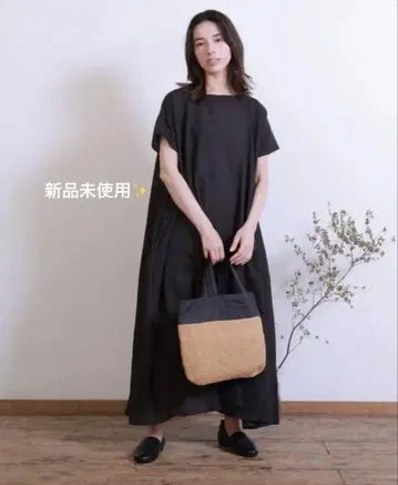 [미사용 새상품!] TUTIE 코튼 린넨 플레어 원피스 블랙