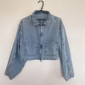 GRL 더블 지퍼 숏 기장 데님 자켓