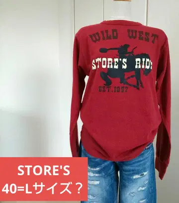 STORE'S 빨간색 긴팔 T셔츠 웨스턴 스타일