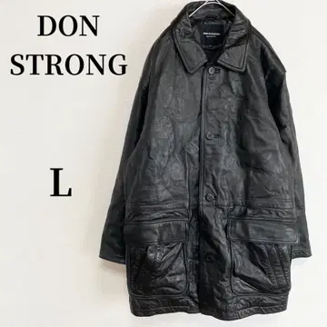 DON STRONG 가죽 자켓 코트 블랙 아메카지 빈티지 코디