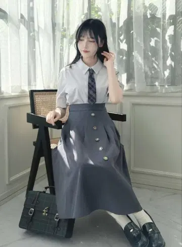 F i.n.t 타탄 체크 넥타이 포함 셔츠