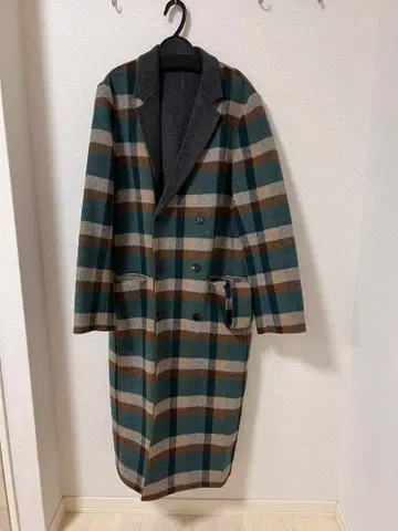 MASTER 핸드메이드 체크 무늬 더블 브레스트 코트 48