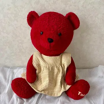 By78 테디베어 곰 봉제 인형 빨간색 레트로 앤티크 인테리어