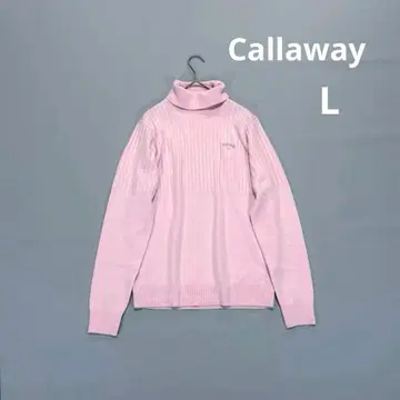 캘러웨이 L 터틀넥 하이넥 니트 스웨터 핑크