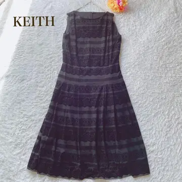 KEITH 키이스 [ S ] 슬리브리스 롱 원피스 블랙 자수 패턴