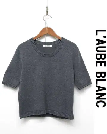 24SS L'AUBE BLANC 반팔 니트 풀오버 그레이