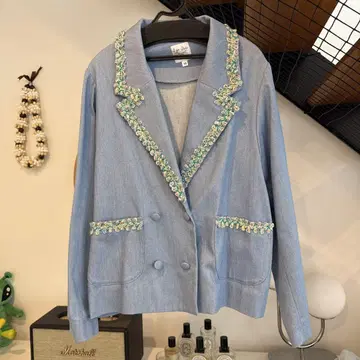 S for shoko 비즈 장식 라이트 블루 테일러드 자켓 10