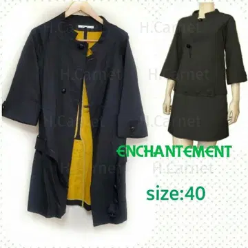 [ ENCHANTEMENT ] 스탠드 칼라 코트 트렌치 코트 7부 소매