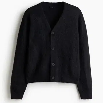 H&M 루즈핏 퍼지 가디건 블랙 L 미사용 크롭 기장