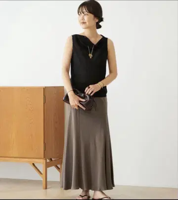Plage Washable Fibril 롱 스커트 34 브라운A