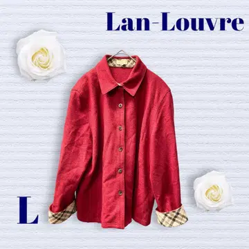 Lan-Louvre 자켓 앞 버튼 울 100 레트로 여성 빈티지