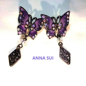 ANNA SUI 흔들리는 보라색 나비 귀걸이