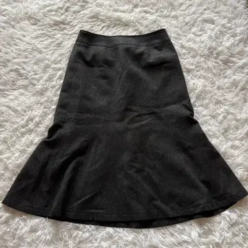 LAURA ASHLEY 플레어 스커트 XL 울 차콜 무릎 기장