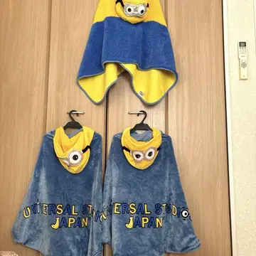 미니언 후드 부착 담요 판초 3개 세트