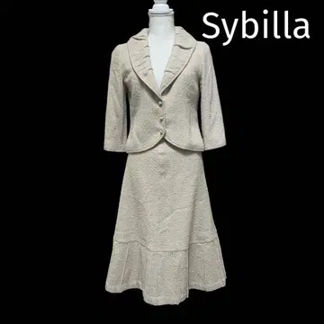 Sybilla (시빌라) 셋업 자켓&스커트 꽃 버튼 베이지 L