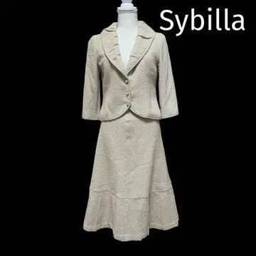 Sybilla (시빌라) 셋업 자켓&스커트 꽃 버튼 베이지 L