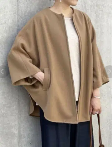 BEARDSLEY 비어즐리 울 판초 카멜 프리 사이즈