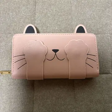 고양이 디자인 장지갑 핑크