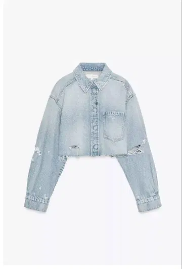 ZARA TRF 데미지 크롭 데님 셔츠 자켓